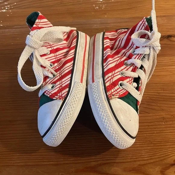 Christmas Candy Cane Converse  All Star High top kids 7 - Picture 5 of 10